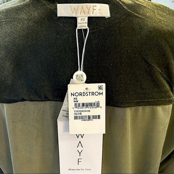 WAYF Long Sleeve Velvet Shirtdress, Olive Green, Oversized Button Up Top, Sz XS - Picture 7 of 10